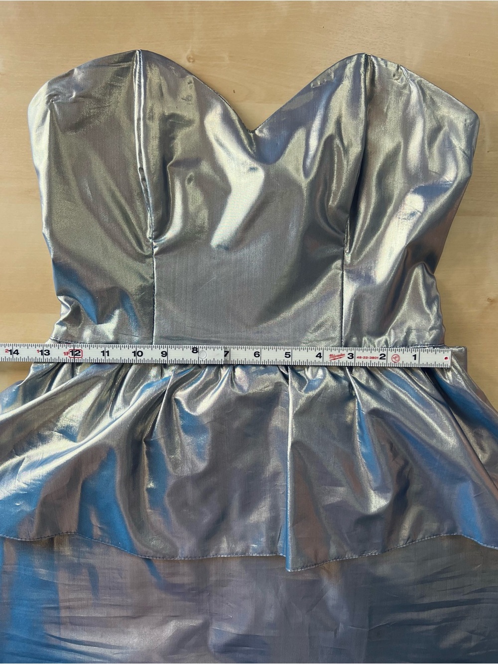 Gunne Sax Vintage 1980s Metallic Silver Lamé Peplum Pencil Cocktail Dress size 7 - Picture 8 of 13